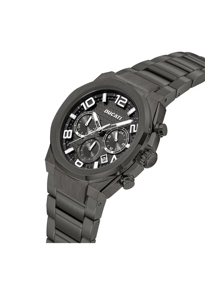Ducati Ducati DT006 Gents Chronograph Watch - 43.5MM Multi-Layered Gun Dial, Stainless Steel Bracelet, Water Resistant up to 50M, Bold Accents for Racing Enthusiasts