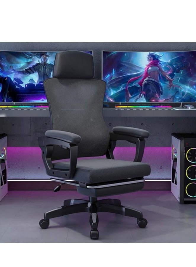 Ergonomic Office Chair, Height and Headrest Adjustable Desk Chair with Lumbar Support and Wheels for Work, Study and Gaming, Swivel Computer Chair for Home and Office (Z1, Black)