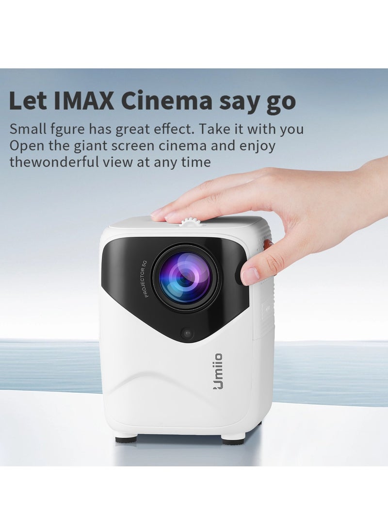 Umiio - Portable Video Projector HDMI USB Interface Wifi Game TV 1920*1080P Screen Android Projector with Tripod-White - Image 1