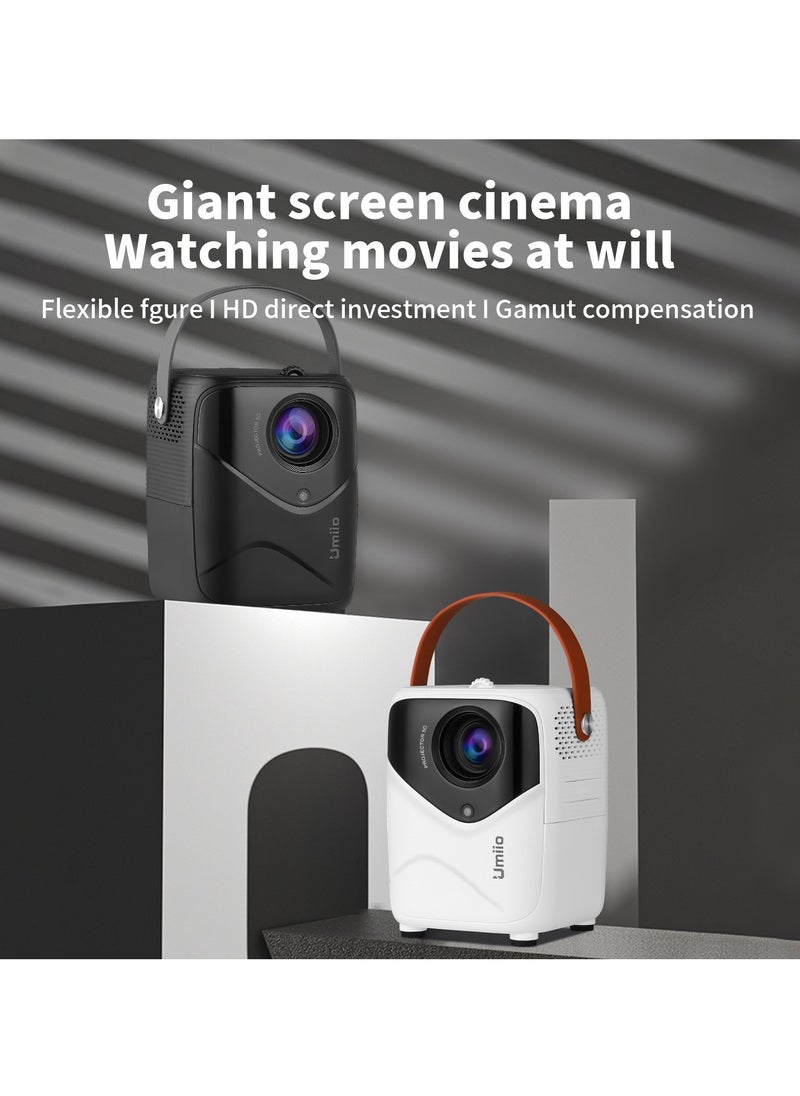 Umiio - Portable Video Projector HDMI USB Interface Wifi Game TV 1920*1080P Screen Android Projector with Tripod-White - Image 1