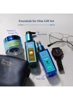 Blue Nectar Blue Nectar Essentials Gift for Him | Plant Based Actives : Aloe Vera Honey Face Wash, Rose Body Mist & Natural Vitamin C Face Cream | Set of 3 | Men Gift Set for Anniversary & Birthday  - Image 2