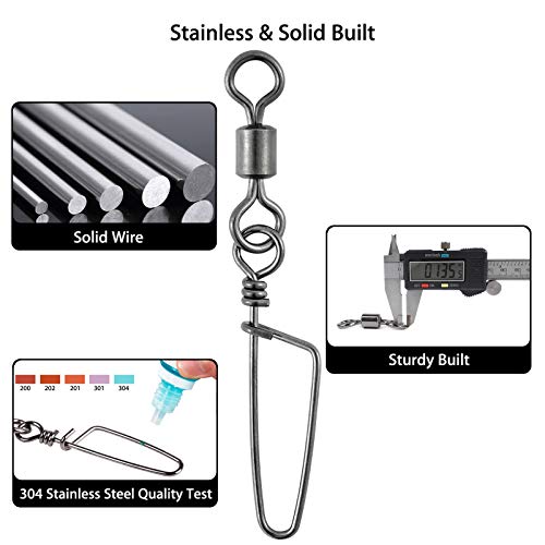 Dr.Fish 30 Pack Barrel Snap Swivels, Barrel Swivels Fishing Tackle Crane Rolling Coast Lock Snap Lure Leader Line Connector Fresh&Saltwater #10 18Lb - Image 4