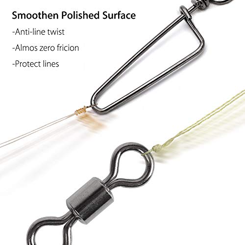 Dr.Fish 30 Pack Barrel Snap Swivels, Barrel Swivels Fishing Tackle Crane Rolling Coast Lock Snap Lure Leader Line Connector Fresh&Saltwater #10 18Lb - Image 5