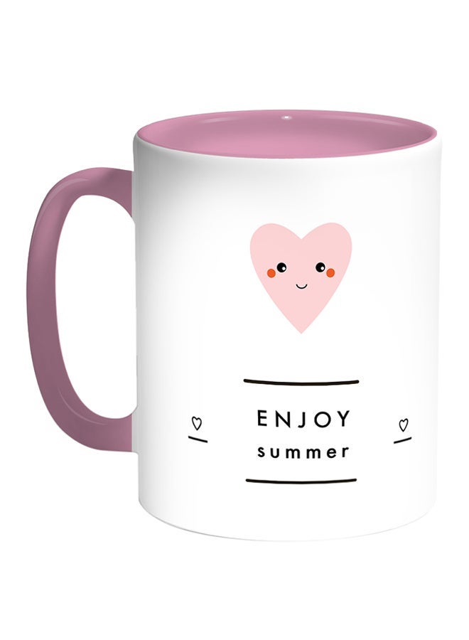 Enjoy Summer Printed Coffee Mug White/Pink 11ounce