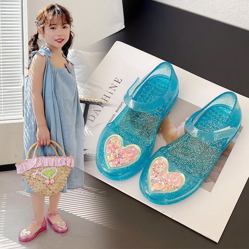 2025 Fashion Summer Baby Girl Baotou Jelly Sandals Children'S Casual Love Princess Shoes Single Shoes Beach Shoes - Image 4