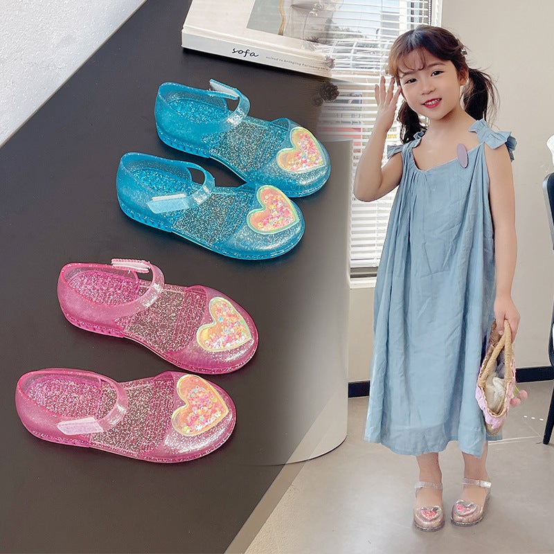 2025 Fashion Summer Baby Girl Baotou Jelly Sandals Children'S Casual Love Princess Shoes Single Shoes Beach Shoes - Image 2