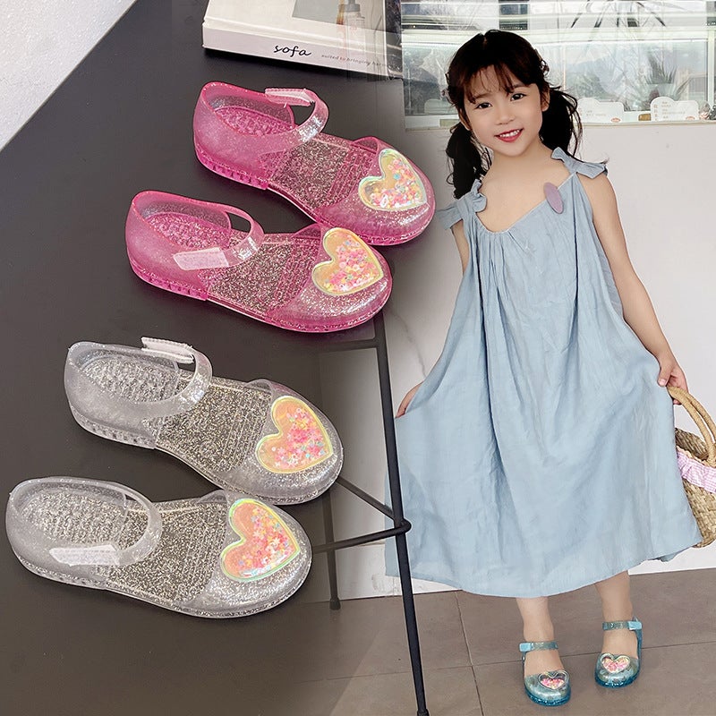 2025 Fashion Summer Baby Girl Baotou Jelly Sandals Children'S Casual Love Princess Shoes Single Shoes Beach Shoes - Image 3
