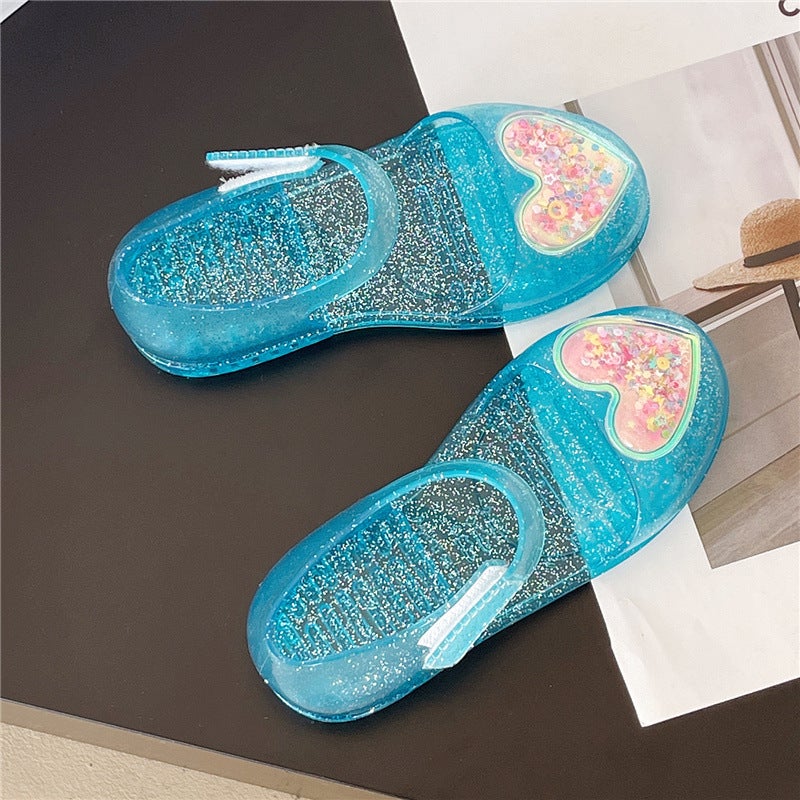 2025 Fashion Summer Baby Girl Baotou Jelly Sandals Children'S Casual Love Princess Shoes Single Shoes Beach Shoes - Image 1