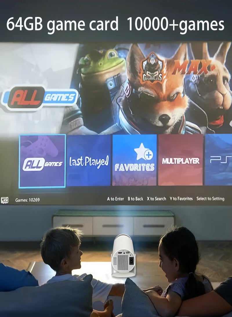 JAJEEK 4K Projector with Gaming Console | 2-in-1 Gaming Projector with 64GB Retro Games, 10000+ Classic Games, 1080P Portable Smart Projector, WiFi 6, BT 5.0, Compatible with Android, iOS, TV Box, HDMI, USB, PS4, Game Controller  - Image 3