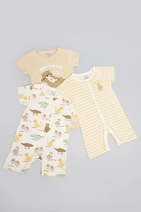 أر أند بي 3 Pack Printed Rompers