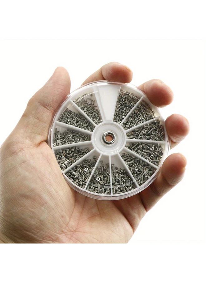 1000 قطعة براغي برأس دائري فولاذي مقاوم للصدأ فضي لاستخدامات النظارات والساعات والإلكترونيات - Image 5