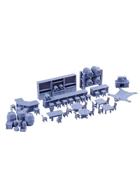 Tavern Bar Furniture Set Dnd Terrain 28Mm For Dungeons And Dragons, D&D, Pathfinder, Warhammer 40K, Rpg, Miniatures, Age Of Sigmar, Tabletop, D And D, Dungeons And Dragons Gifts
