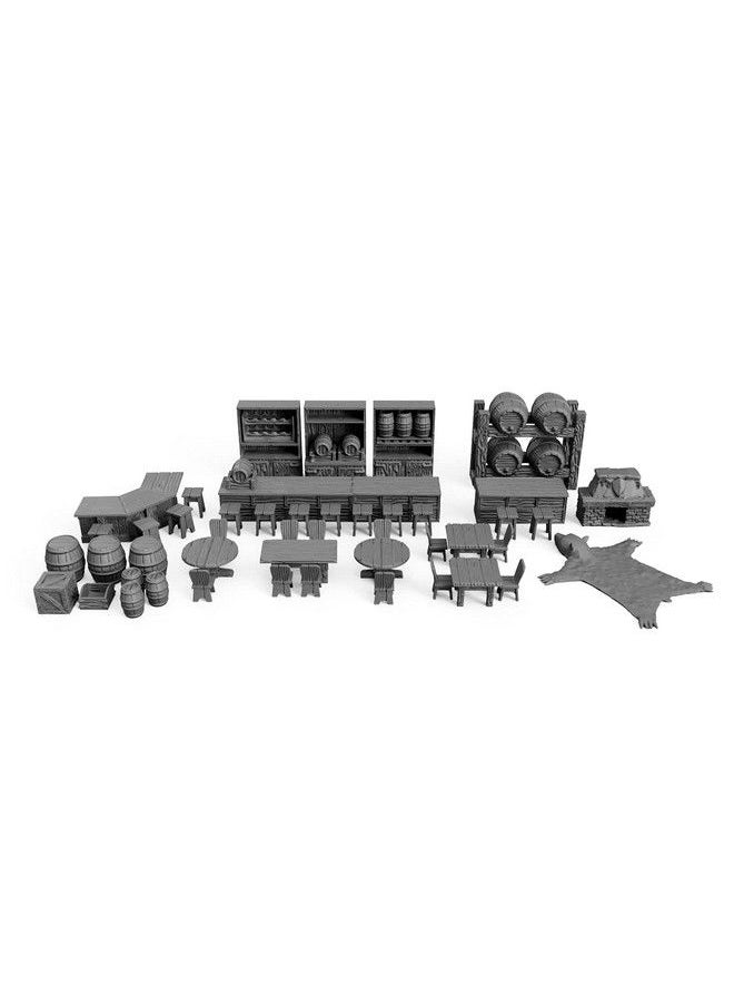 null - Tavern Bar Furniture Set Dnd Terrain 28Mm For Dungeons And Dragons, D&D, Pathfinder, Warhammer 40K, Rpg, Miniatures, Age Of Sigmar, Tabletop, D And D, Dungeons And Dragons Gifts - Image 1