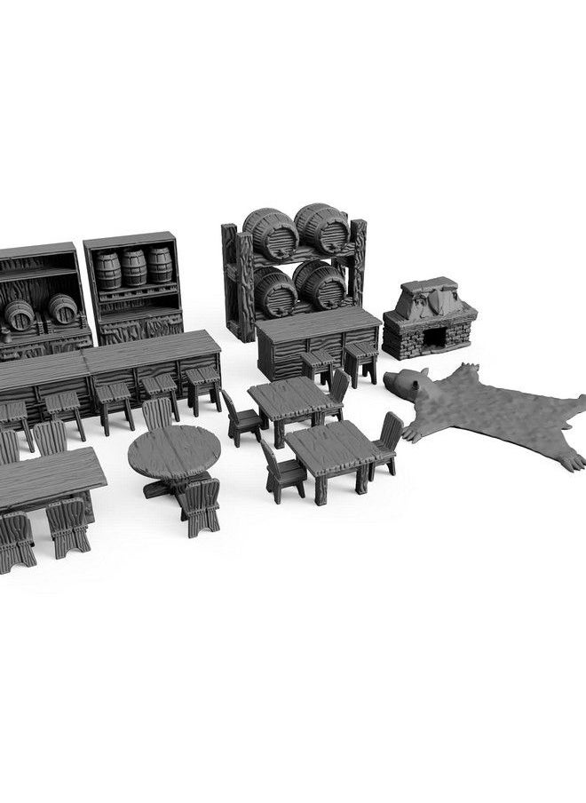 null - Tavern Bar Furniture Set Dnd Terrain 28Mm For Dungeons And Dragons, D&D, Pathfinder, Warhammer 40K, Rpg, Miniatures, Age Of Sigmar, Tabletop, D And D, Dungeons And Dragons Gifts - Image 1