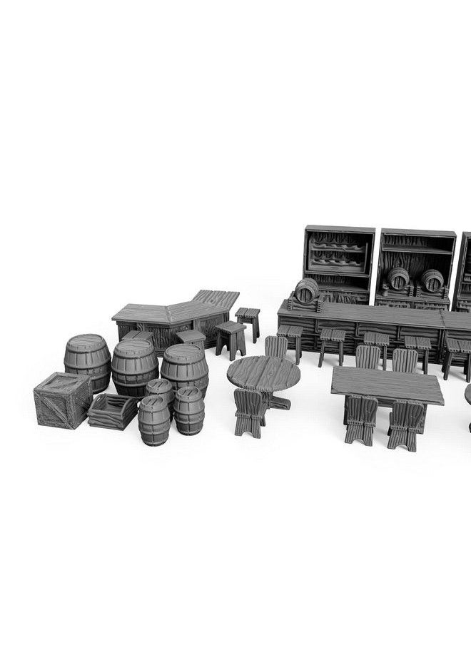 null - Tavern Bar Furniture Set Dnd Terrain 28Mm For Dungeons And Dragons, D&D, Pathfinder, Warhammer 40K, Rpg, Miniatures, Age Of Sigmar, Tabletop, D And D, Dungeons And Dragons Gifts - Image 1