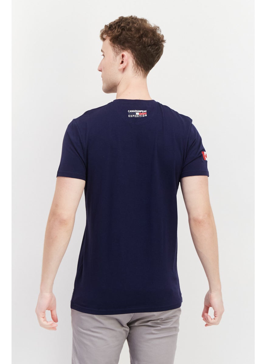 Canadian Peak Men Crew Neck Short Sleeve Graphic Print T-Shirt, Navy  - Image 3