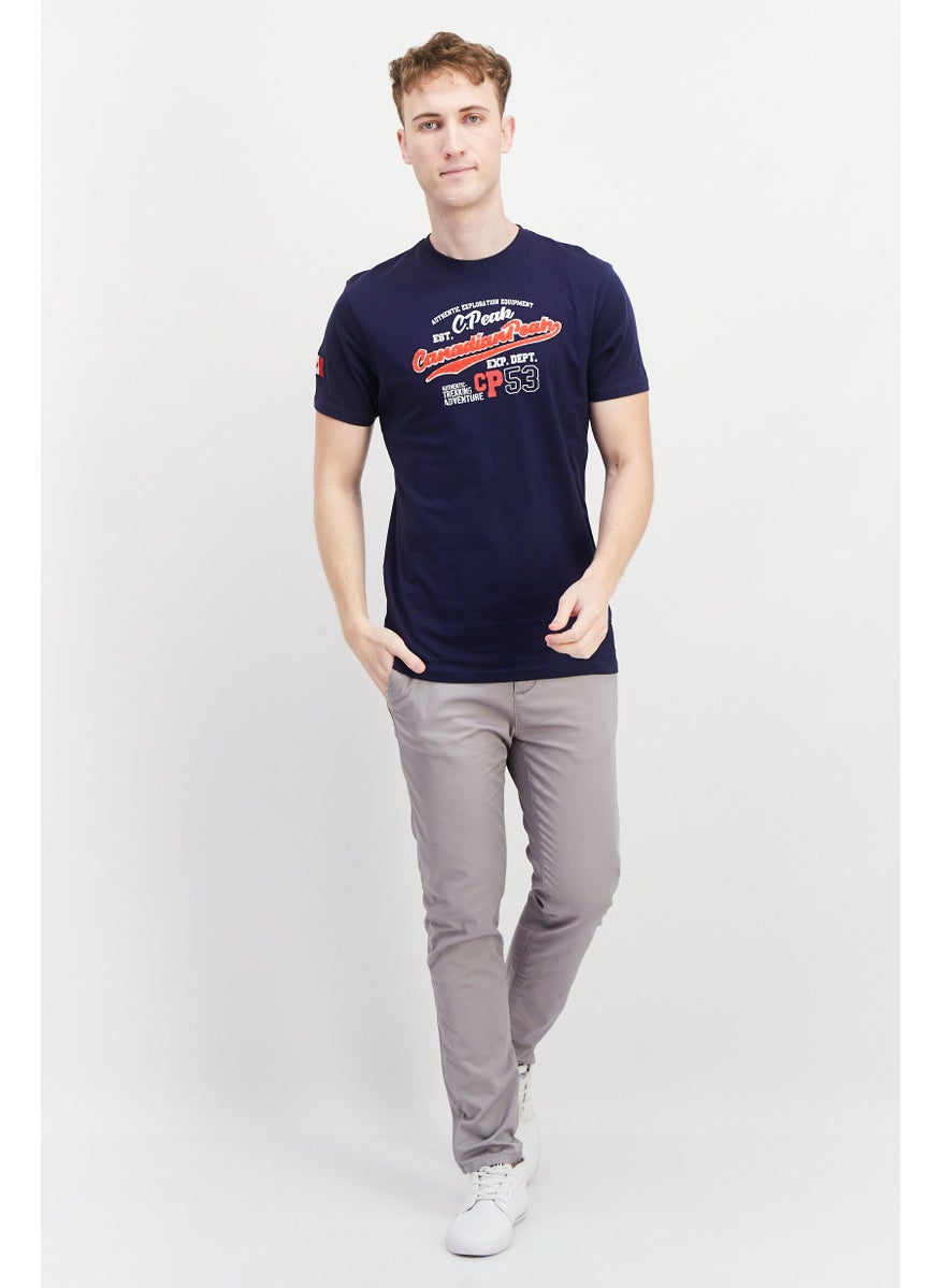 Canadian Peak Men Crew Neck Short Sleeve Graphic Print T-Shirt, Navy  - Image 4