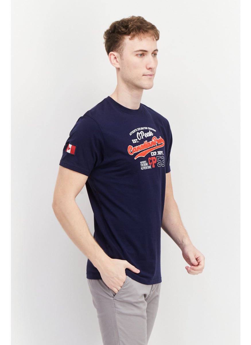 Canadian Peak Men Crew Neck Short Sleeve Graphic Print T-Shirt, Navy  - Image 2