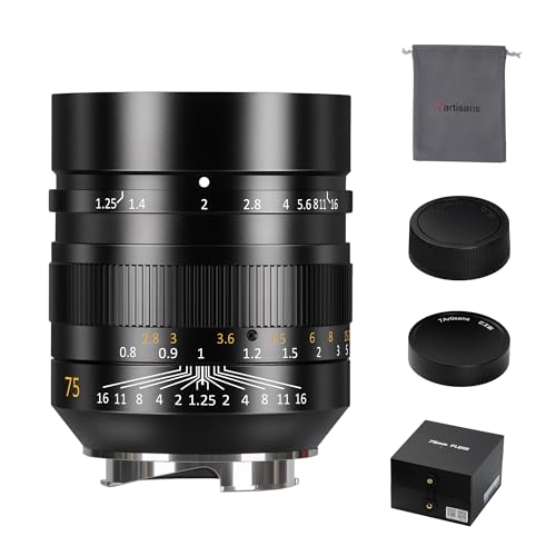 7artisans 75mm F125 Mark II Manual Focus Prime Lens Compatible for Leica MMount Cameras Like Leica MM Leica M240 M3 M6 M7 M8 M9 M9p M10 - Image 1