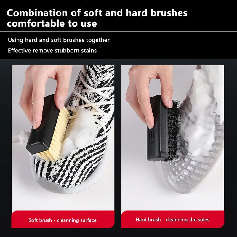 Cleaning Shoe Essential Professional Cleaning Shoe Brush Plastic Soft Brush Hard Brush Household Cleaning Set Shoe Care Leather Care Shoe Brush for Cleaning (Essential kit) - Image 3
