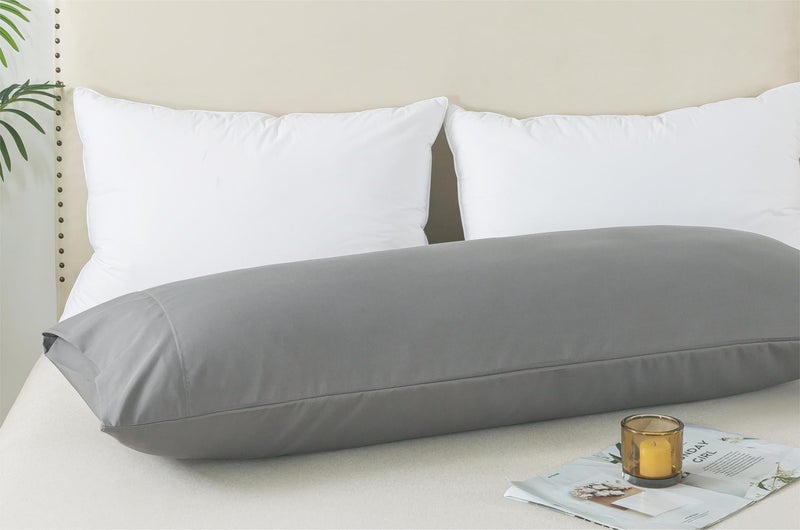 WhatsBedding Body Pillow Cover, Ultra Soft Microfiber Pillowcases, Breathable Long Pillow Case, Envelope Closure - Grey (20x54 inch) - Image 2