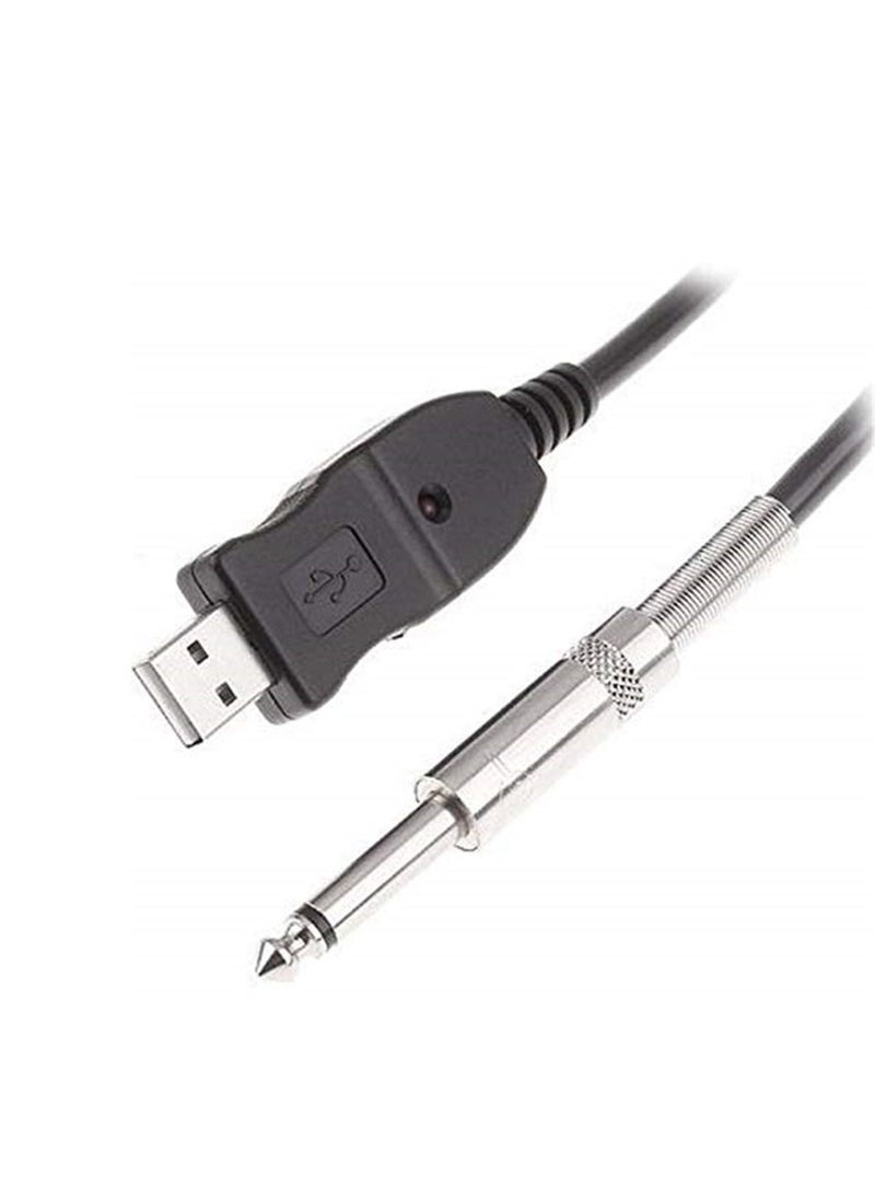 Guitar to USB Interface Link Cable Audio Adapter for PC/MAC Recording - Black - Image 2