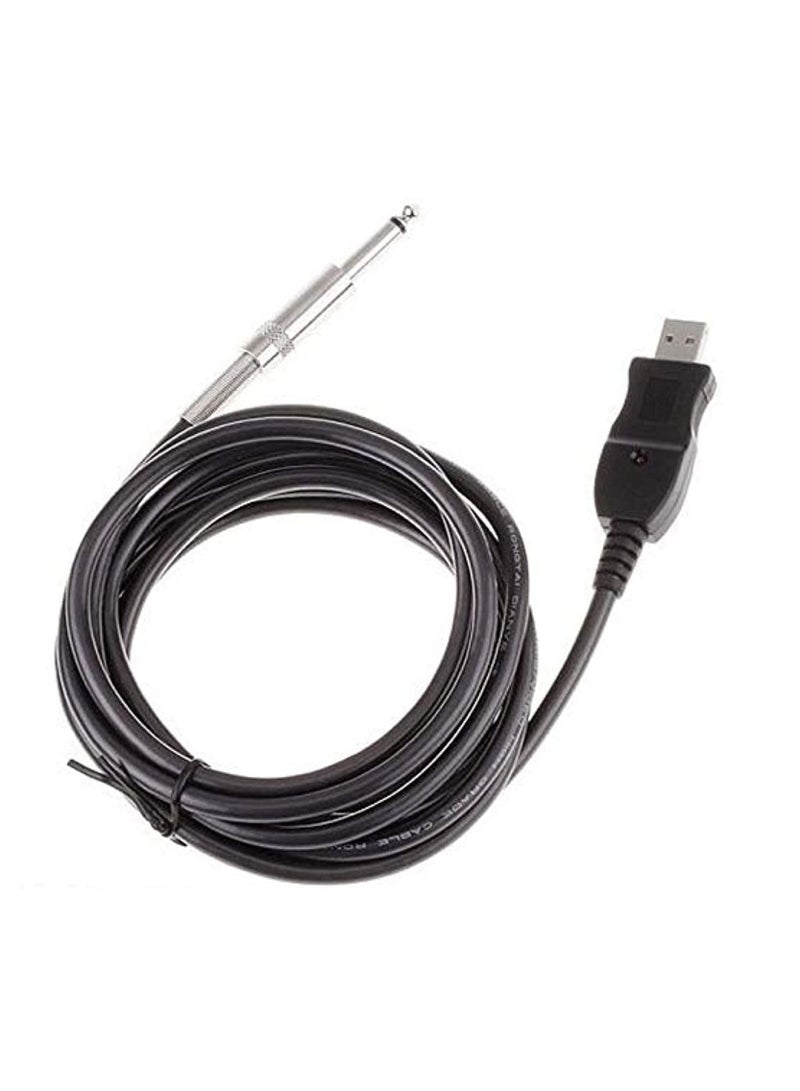Guitar to USB Interface Link Cable Audio Adapter for PC/MAC Recording - Black - Image 1