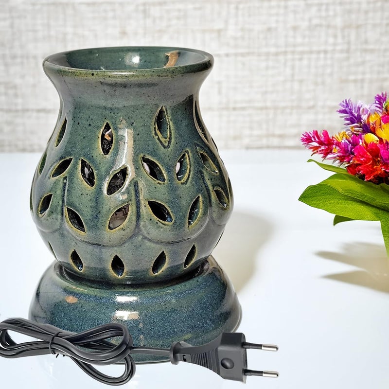 Aatiutik Aatiutik Handcrafted Ceramic Electric Fragrance Aroma Diffuser Oil Burners Nigh Lamp Light Electric Diffuser for Home Rose and Jasmine Fragrance Oils of 10 ml Each - Image 2