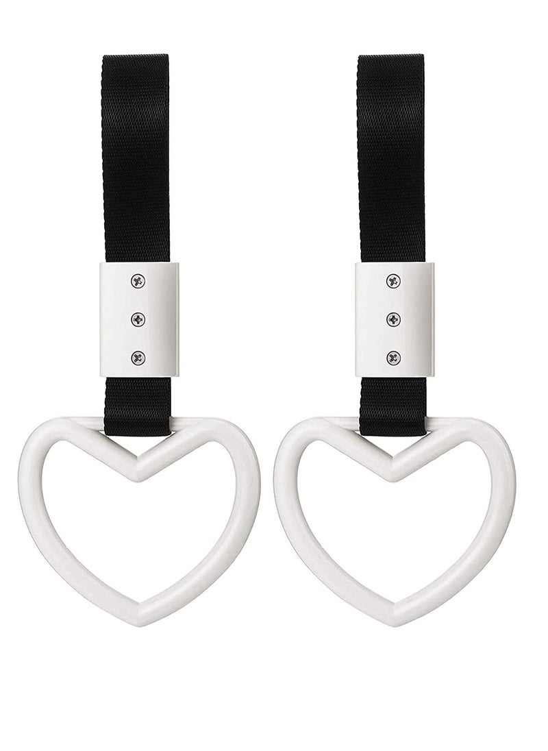 Y&D Heart-Shaped Hand Strap for Car, Rear Bumper Warning Ring Decorative Loops Subway Heart Handles Car Interior Exterior Decoration, 2 Pieces  - Image 1