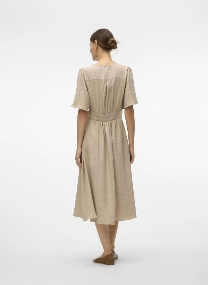 VERO MODA Button Detail Elastic Midi Dress
