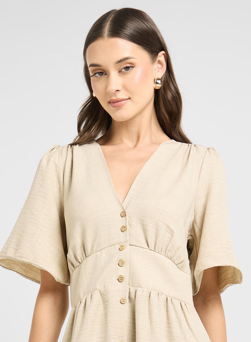 VERO MODA Button-Front Midi Dress  - Image 3