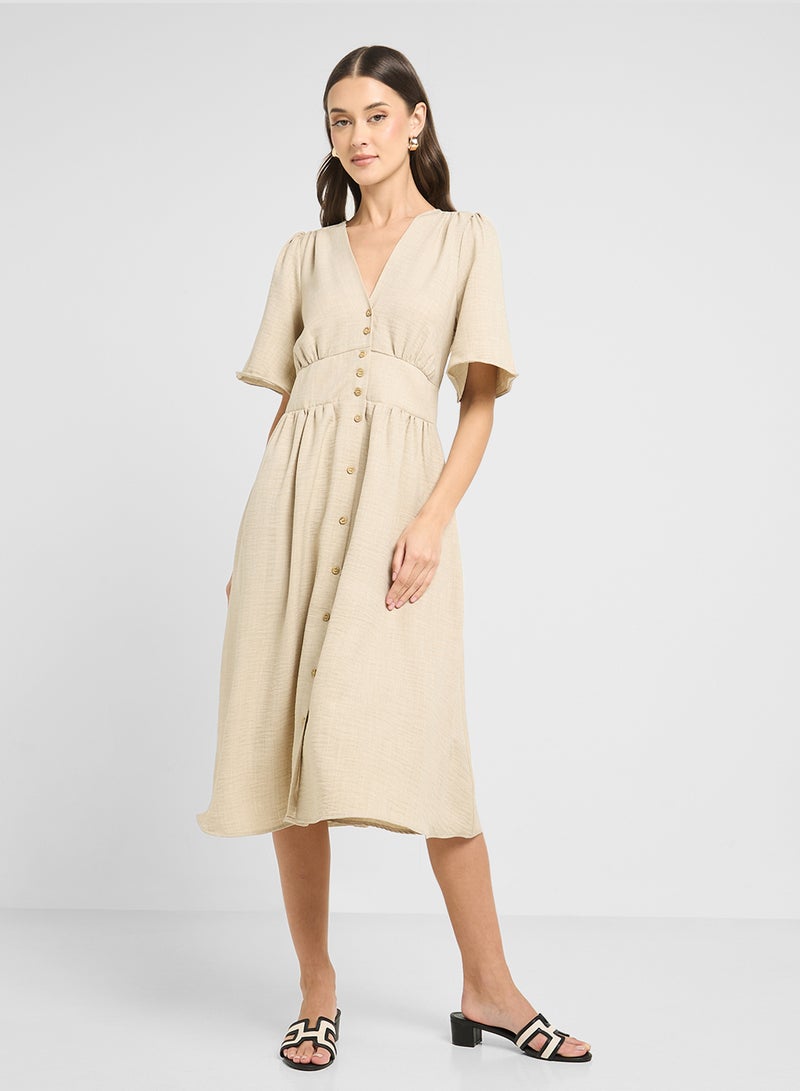 VERO MODA Button-Front Midi Dress  - Image 4