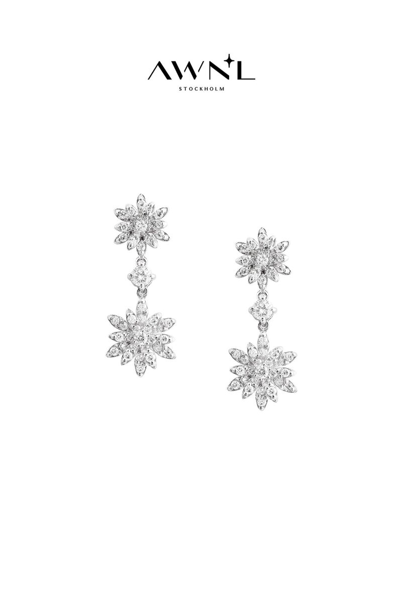 AWNL Snowflake Drop Earrings for Women, Sterling Silver and CZ Diamonds Eardrop Gift for Wife Girlfriend Mother - Image 1
