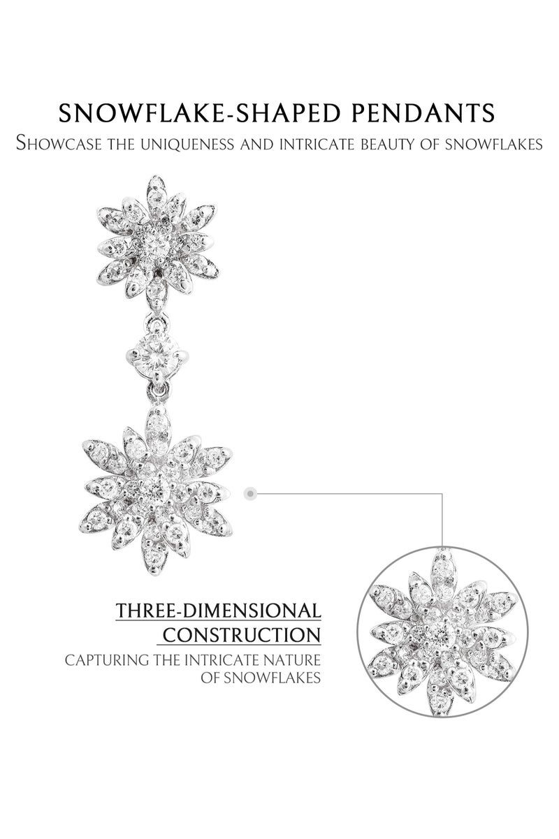 AWNL Snowflake Drop Earrings for Women, Sterling Silver and CZ Diamonds Eardrop Gift for Wife Girlfriend Mother - Image 3