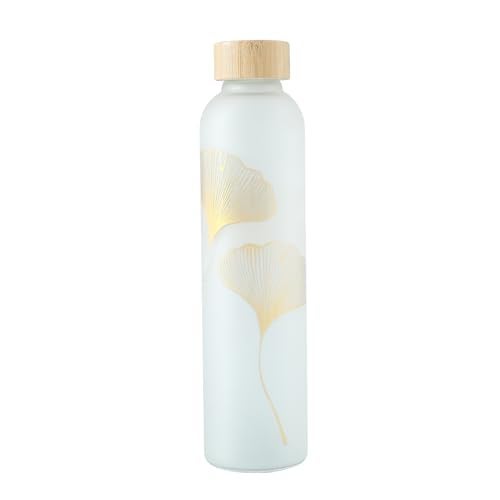 UMAI Water Bottle | Borosilicate Glass | Gradient Water Bottle With Bamboo Lid For Home Office & Travel Use | Leak Proof | 750ml | Glass Water Bottle For Fridge | Blue-Pink (Golden) - Image 2