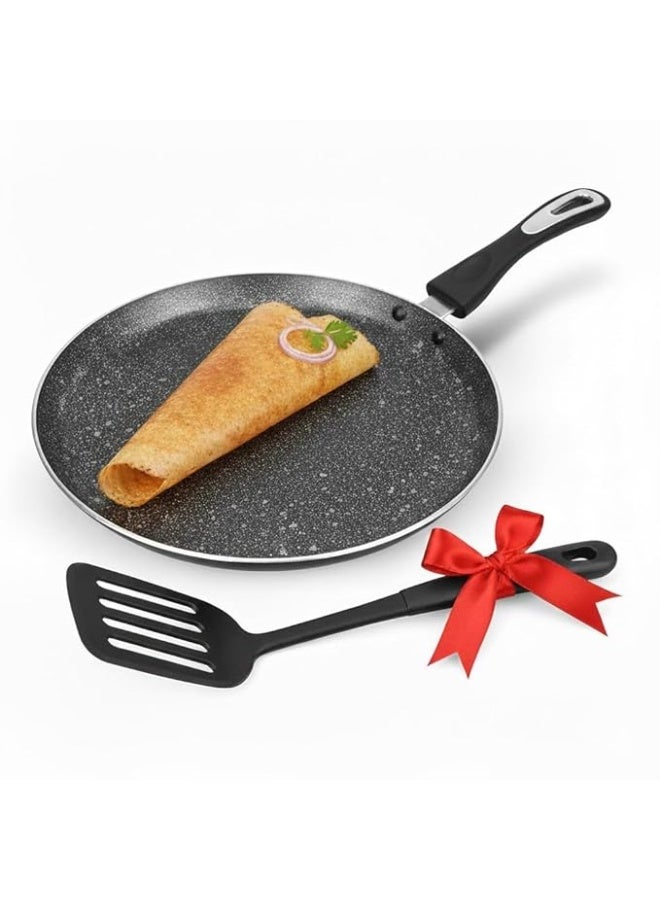 Impex Non Stick Tawa Pan with Spatula 30 cm | Induction Base Tawa | Granite Finish Tawa Pan | Multi-Purpose Aluminium Tawa | Induction and Gas Stove Compatible Dosa Tawa | 1 Year Warranty - Image 1