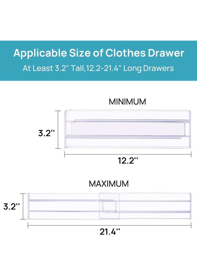 Dovva Drawer Dividers Organizers 8 Pack, Adjustable 3.2" High Expandable from 12.2-21.4" Kitchen Drawer Organizer, Clear Plastic Drawers Separators for Clothing, Kitchen and Office Storage  - Image 4