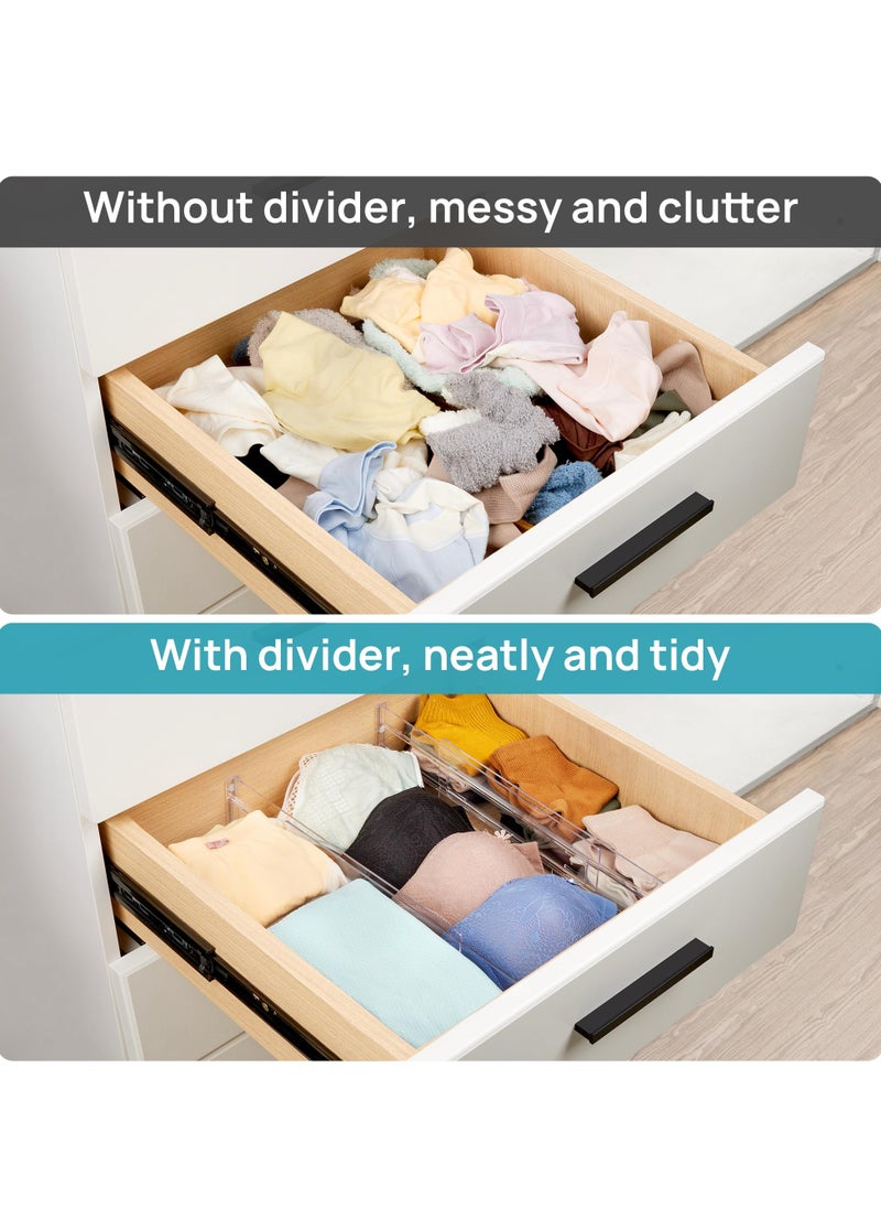 Dovva Drawer Dividers Organizers 8 Pack, Adjustable 3.2" High Expandable from 12.2-21.4" Kitchen Drawer Organizer, Clear Plastic Drawers Separators for Clothing, Kitchen and Office Storage  - Image 5