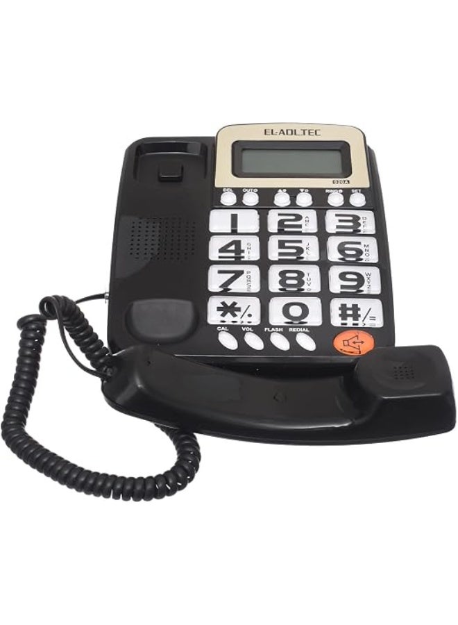 Corded landline phone with caller ID display and calculator, keypad, plastic casing, black - Image 3