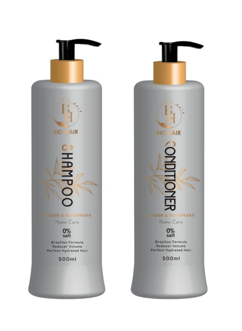 B H Bio Hair B H Bio Hair Shampoo and Conditioner Enriched with Argan Oil and Rosemary Oil for Protein Treated Hair 500+500 ml 