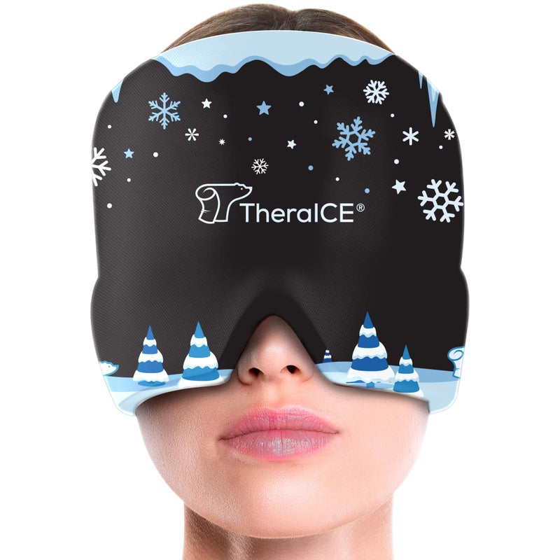 TheraICE غطاء تخفيف الصداع النصفي ثيرا آيس، قناع ثلجي للصداع النصفي، قبعة جل تبريد للنساء، ضمادة باردة للوجه لتخفيف الضغط عنها. هدية رائعة للأم، الأخت، الصديقة، الجدة والمعلمة. - Image 1