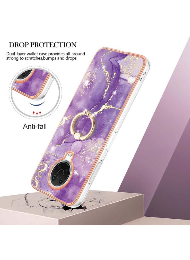 S-TOP Case For Nokia G20 / G10 Electroplating Marble Pattern TPU Phone Case with Ring - Image 2