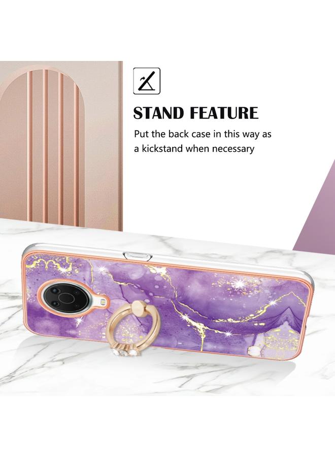 S-TOP Case For Nokia G20 / G10 Electroplating Marble Pattern TPU Phone Case with Ring - Image 3