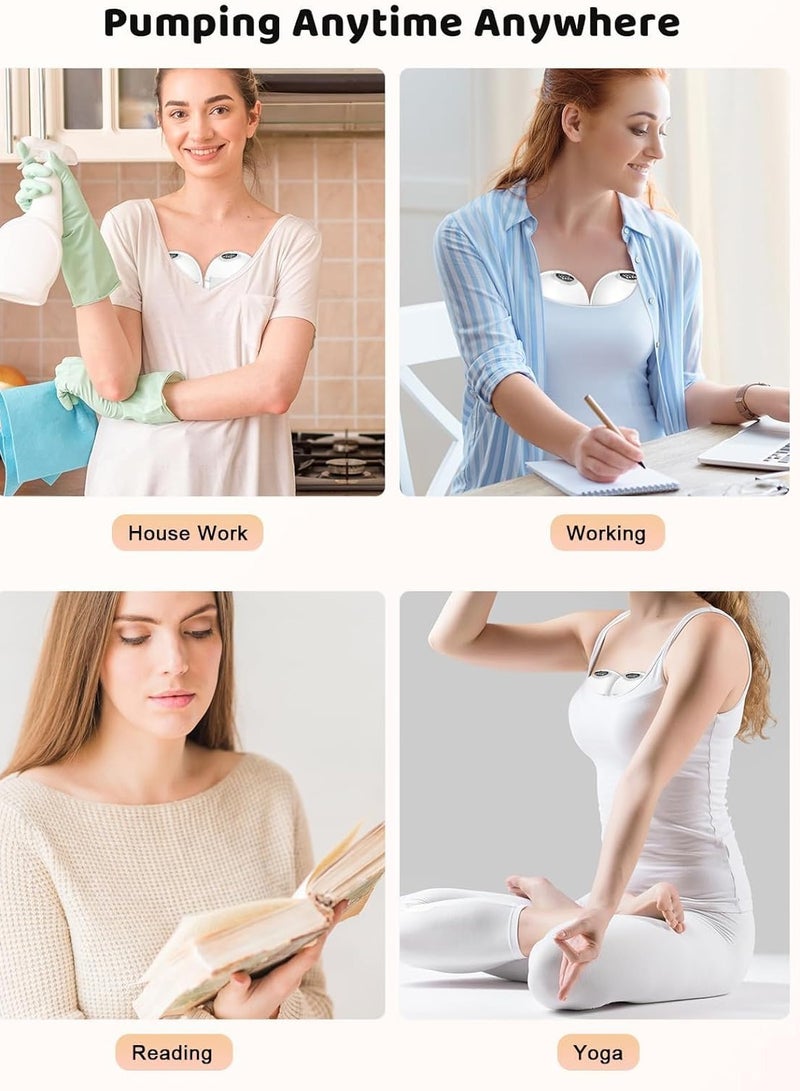 أوساويك مضخة ثدي قابلة للارتداء للرضاعة الطبيعية، S32 مضخة ثدي محمولة كهربائية خالية من اليدين مع 4 أنماط و 9 مستويات، مقاومة للتسرب وضوضاء منخفضة، شاشة LCD، مع 17/19/21 ملم شفاه - Image 3