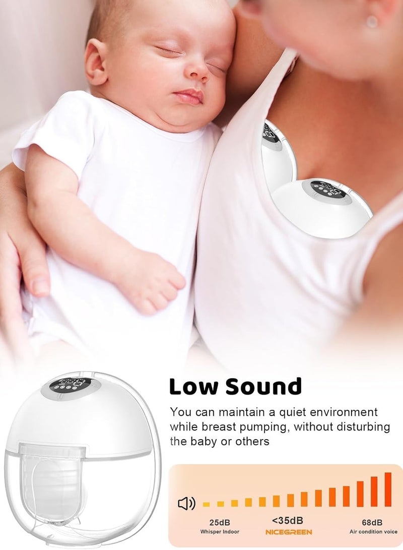 أوساويك مضخة ثدي قابلة للارتداء للرضاعة الطبيعية، S32 مضخة ثدي محمولة كهربائية خالية من اليدين مع 4 أنماط و 9 مستويات، مقاومة للتسرب وضوضاء منخفضة، شاشة LCD، مع 17/19/21 ملم شفاه - Image 5