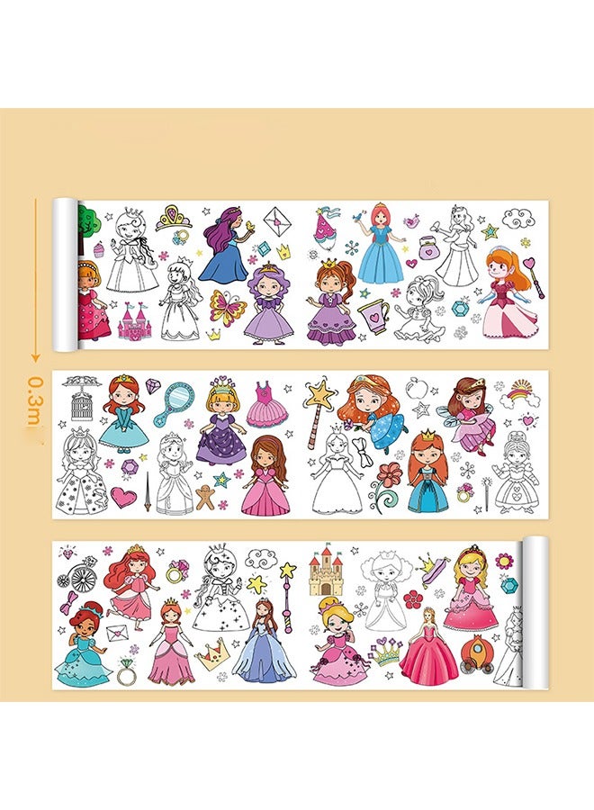 Kids Drawing Roll with Princess Pattern Coloring Drawing Paper for DIY Painting Color Filling  - Image 2
