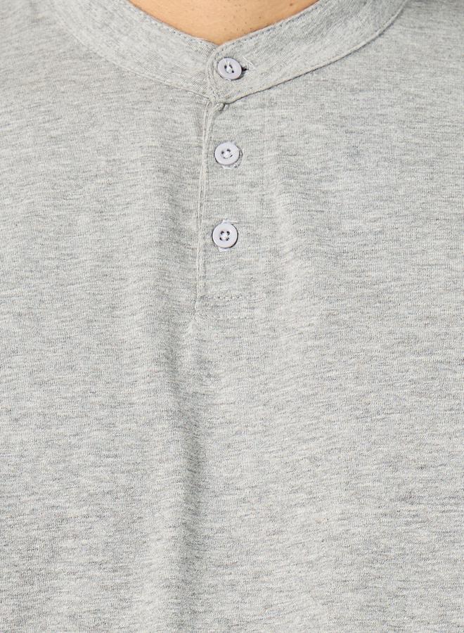 Styli Regular Fit Cotton Compact Jersey Mandarin Polo T-Shirt  - Image 3