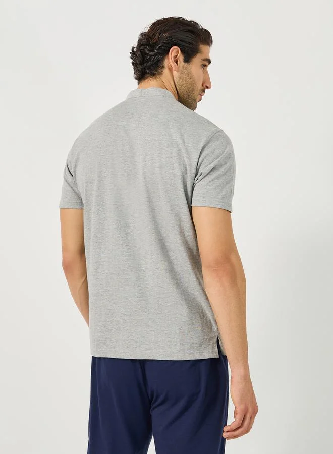 Styli Regular Fit Cotton Compact Jersey Mandarin Polo T-Shirt