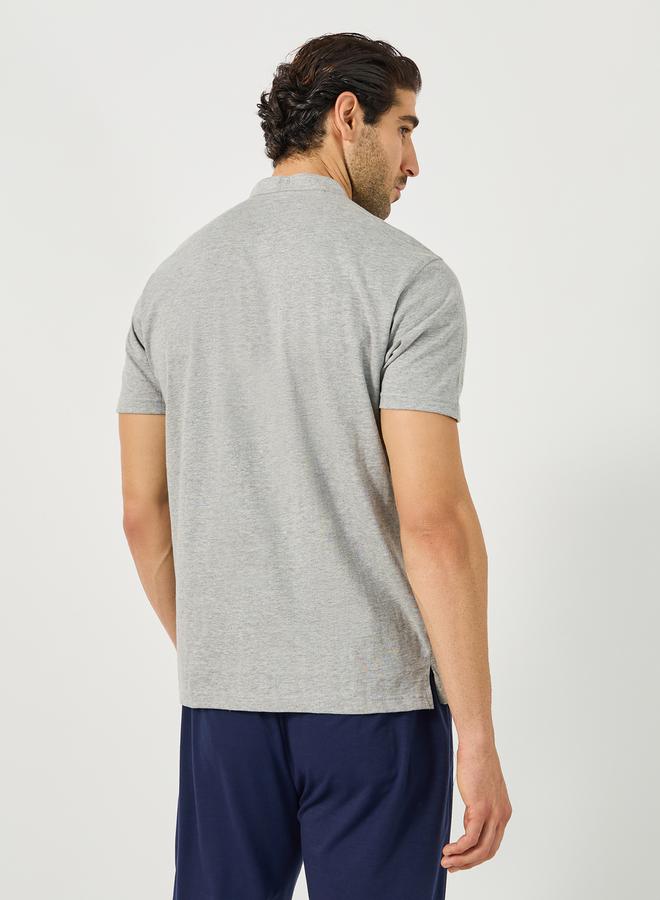 Styli Regular Fit Cotton Compact Jersey Mandarin Polo T-Shirt  - Image 4