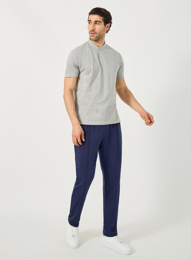 Styli Regular Fit Cotton Compact Jersey Mandarin Polo T-Shirt  - Image 2